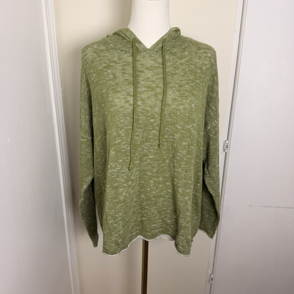 Eileen Fisher Organic Linen/Cotton Leaf Short Hoodie Pullover Sz M